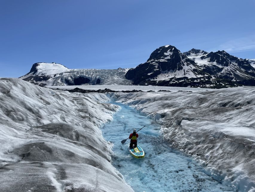 Anchorage: Knik Glacier Helicopter and Paddleboarding Tour - Paddleboarding lessons that lead to a solo glide